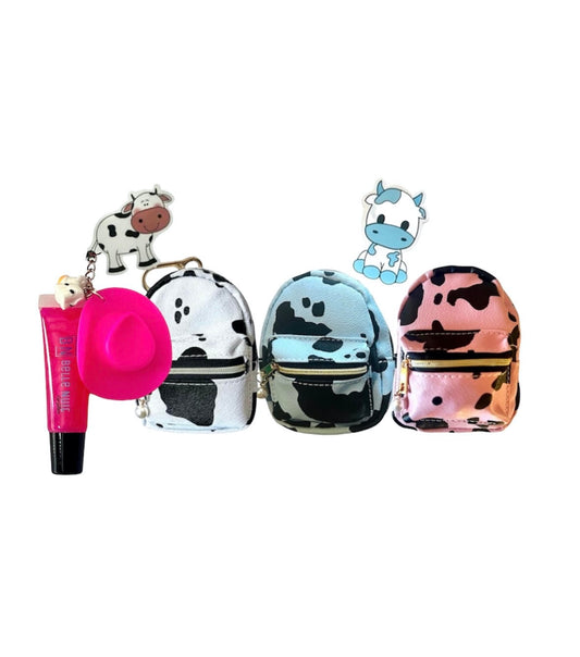 Birthday Cowgirl Lipgloss Keychain + Mini Backpack